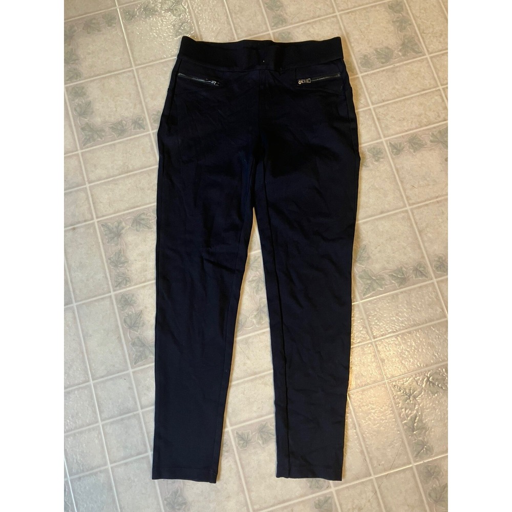 Ann Taylor Ponte Pants Skinny Ankle Work Pants Blue Sz S Flat Zipper Pockets